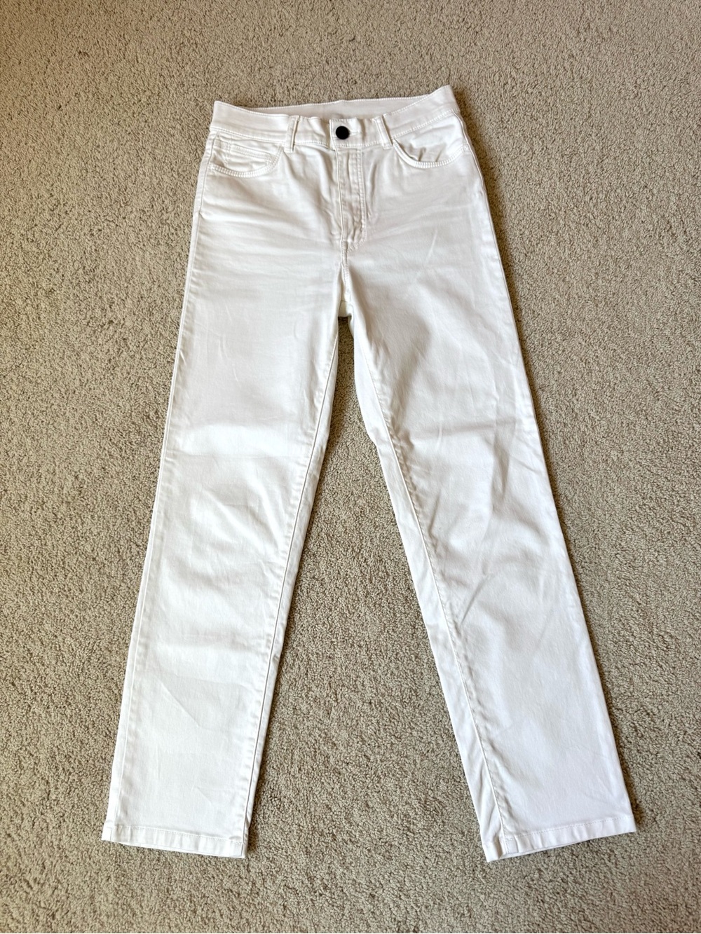 Massimo Dutti White Straight-Leg Jeans